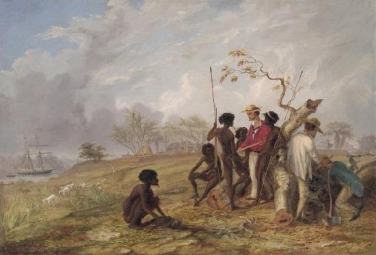 Thomas Baines Thomas Baines with Aborigines near the mouth of the Victoria River oil painting image